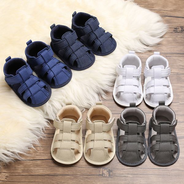 

baby shoes toddler shoes summer 0-1 years old men and women baby canvas soft bottom baby shoes sandals, Black
