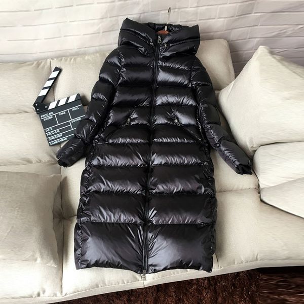 

parka 90% white duck down jacket women thick long winter coat women hooded korean female puffer jacket doudoune femme 2019 ty590, Black