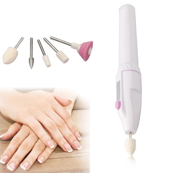 

1set/lot nail art tips electric drill file buffer manicure pedicure grooming tool 5in1 nail files salon shaper art care tip