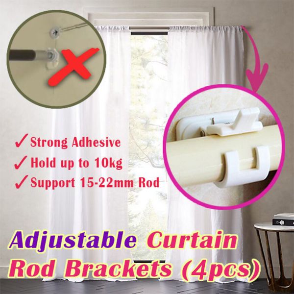 2019 Curtain Bracket Self Adhesive Hooks Curtain Rod Bracket