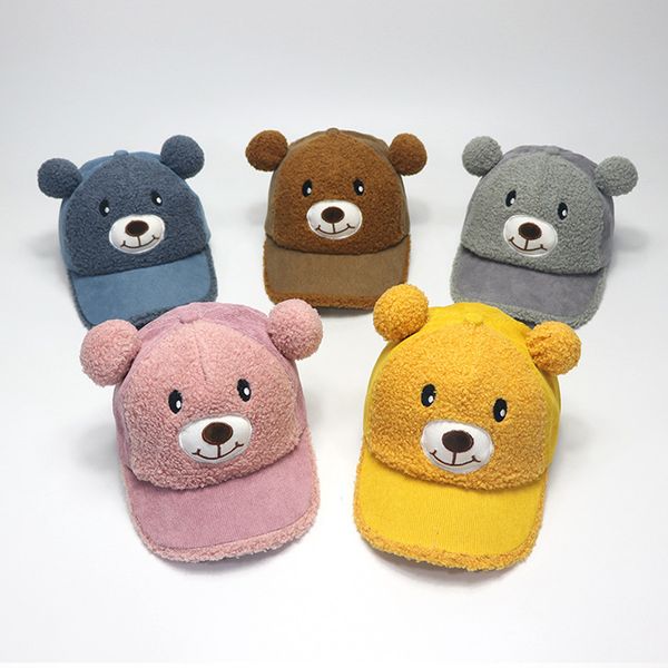 

1-4y winter autumn cute toddler kids baby girl boy bear soft caps hats sunhat eaves beret baseball adjustable hat cap, Blue;gray