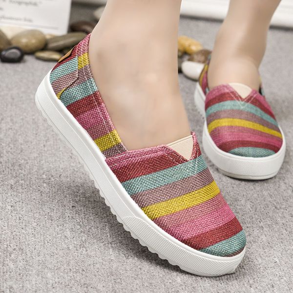 

classics casual flats sneaker canvas shoes thick bottom casual breathable lazy slip-on shoes ladies loafers flat women, Black