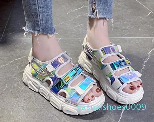 

women's sandals platform sandals sandalia feminina summer woman shoes new thick beach wedge sandals casual shoes heel 5cm c09, Black