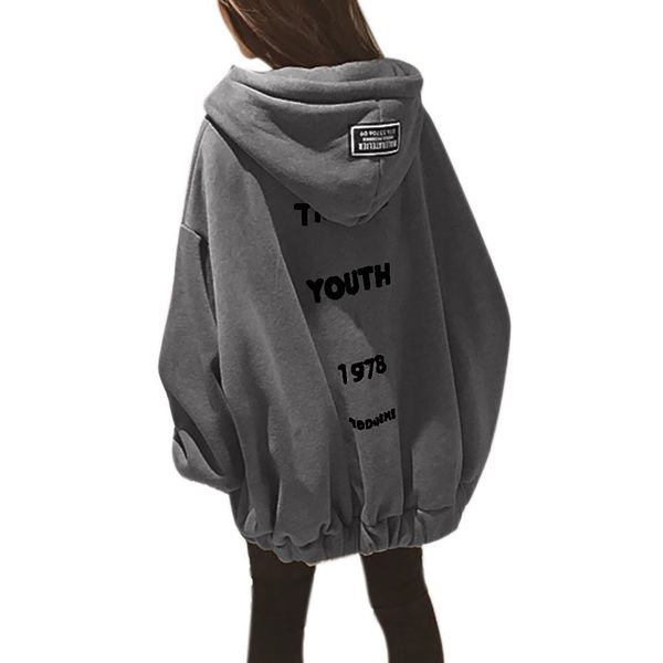 

winter hoodies women's loose large size zipper letter print thickening plus sweatshirt female casual coat#2019, Black