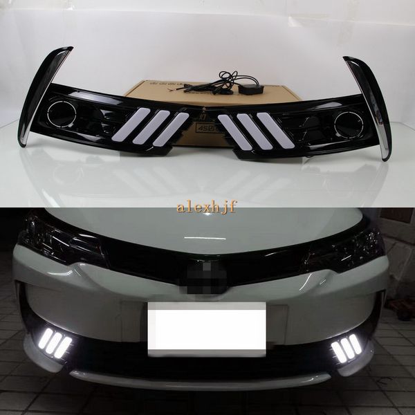 

july king led light guide daytime running lights case for toyota corolla eu version 2017 2018, led front bumper drl with fog lamp cover