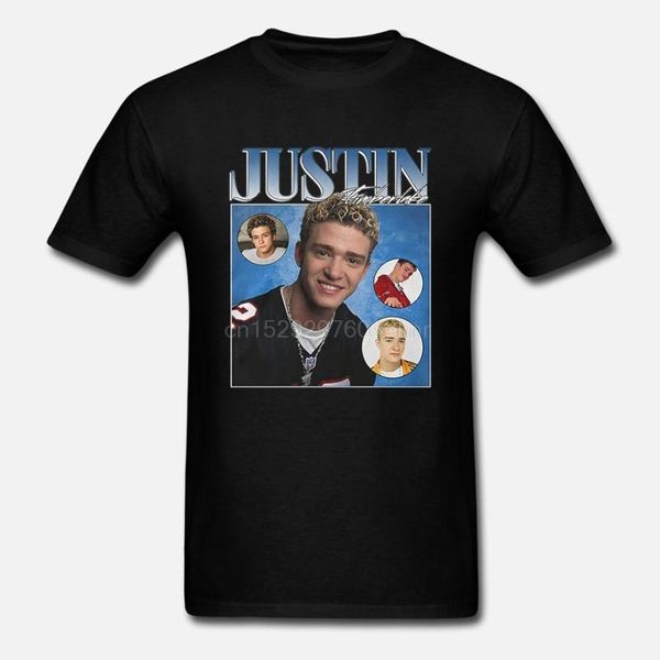 

justin timberlake 90s vintage black tshirt men t shirt, White;black