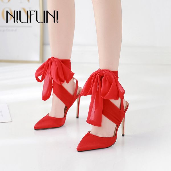 

pointed toe solid color ankle strap women's sandals stiletto shallow high heels fashion women d'orsay shoes plus size 35-41, Black