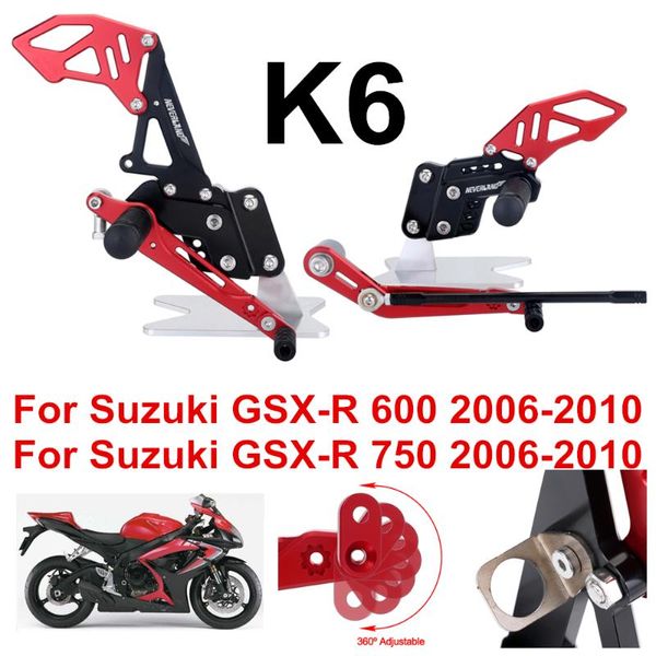 

black red design cnc motorcycle reat footrest foot pedal pegs set for gsx-r 600 750 gsx-r gsxr d40