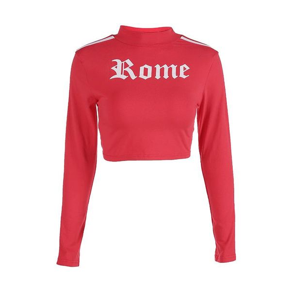 

women turtleneck red crop romeo letter printed long sleeve autumn tumblr punk cropped sweatshirt hoodies funny, Black