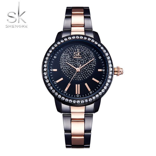 

sk women watch personality design with elegant czech diamond 30m waterproof bling bling watch wife gift, Slivery;brown