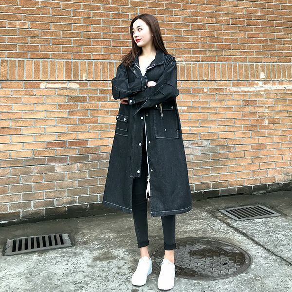 

lanmrem full sleeve pockets single breasted turn-down collar new autumn european style women loose straight coat tv290, Tan;black
