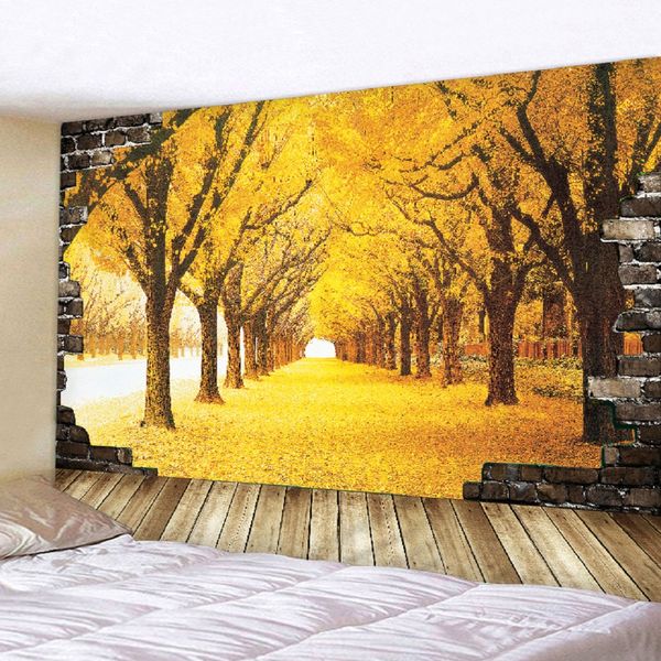 

пейзаж коврик для пикника гобелен настенный гобелен лесной желтый