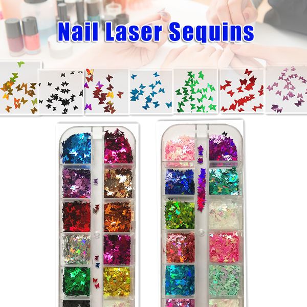 

nail art sequins manicure decor thin butterfly diy stickers nail glitter sticker supplies, Silver;gold