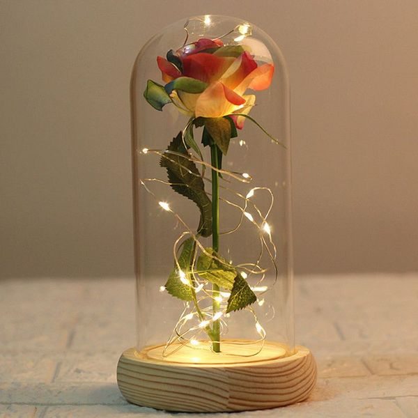 

2020 dropshipping red rose in a glass dome artificial rose flowers for valentine's mother's day gifts