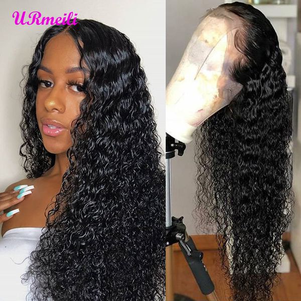 

deep wave full lace front human hair wigs remy loose deep wave lace front wig preplucked brazilian frontal closure lace wig loose curl, Black;brown