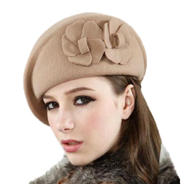 

wool beret winter berets fashion french floral womens felt french beret beanie fedora hat ladies, Blue;gray