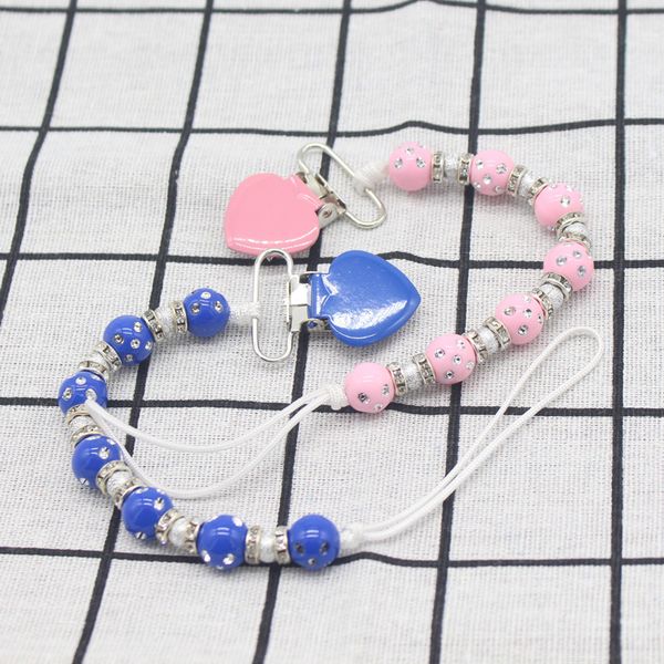 

newborn infant love heart nipple holder for baby chew toy gift baby pacifier clip chain soother metal clip anti-lost wholesale