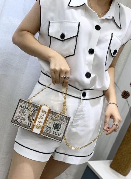 

stack of cash crystals women money evening clutch bags diamond wedding dinner purses and handbags luxury women designer bags in stock