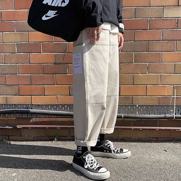 

2019 new spring and summer korean casual fashion couple solid color straight sports pants large size joggers streetwear factory, Black