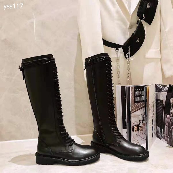 

2020 europe and america luxury black leather ankle long boots women round head zip high heel shoes woman fashion waterproof long boots