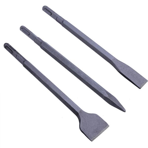 

3pcs advanced rotary hammer chisel bits set chrome molybdenum steel tile for sds-plus electric hammer with storage carry case