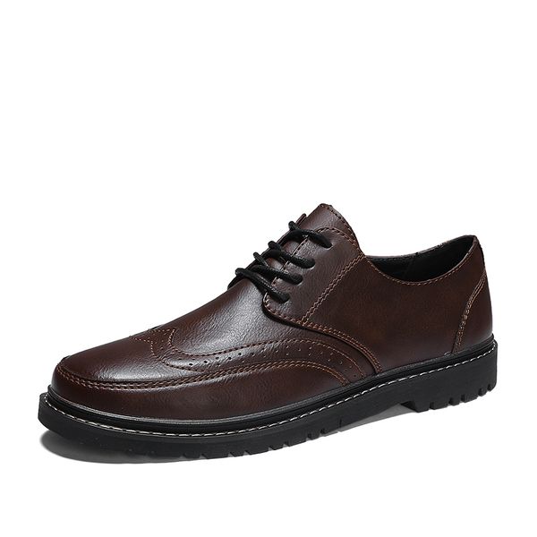 

2019 new men oxfords fashion business dress men shoes classic leather men's suits shoes fashion lace-up dress shoes %5858, Black