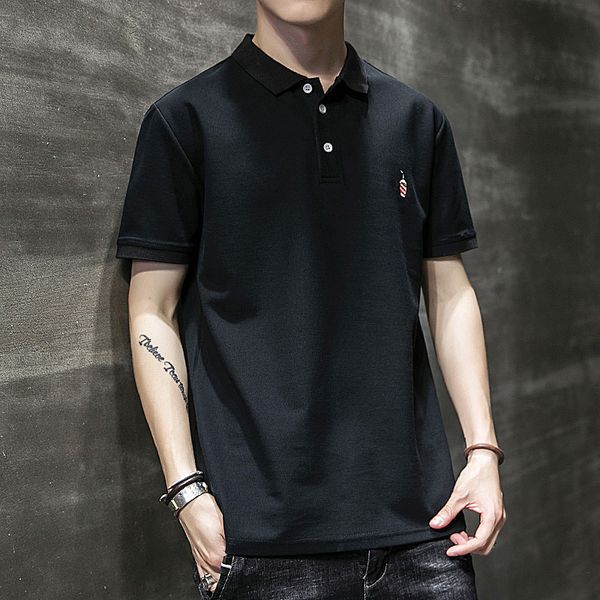 

t-shirt youth trendy men's t shirt lapel half-sleeved polo shirt men's wea, White;black