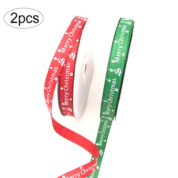 

2rolls christmas wrapping ribbon gift wrapping ribbons for bows making baby shower craft sewing party decorations(green+red) as