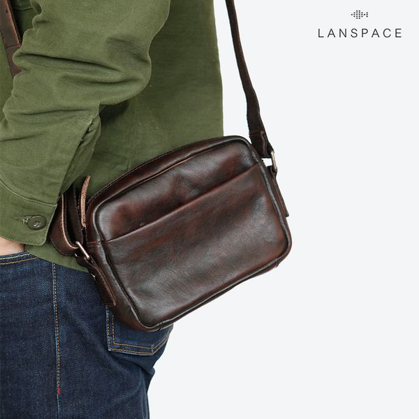 

cross body lanspace men's leather shoulder bag genuine small messenger