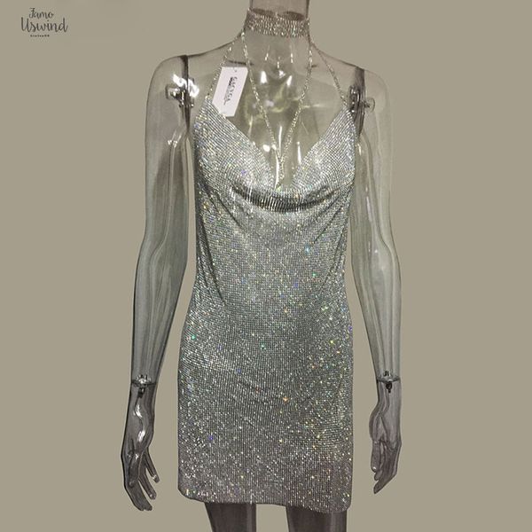 

2019 crystal metal sequin shining summer dress women beach dress halter mini party dresses vestidos, Black;gray