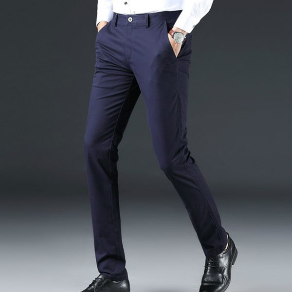 

men's clothing suit trousers/male high-end leisure thin leg pants /male high-grade pure color slim fit business suit pants, White;black