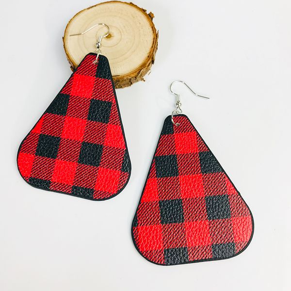 

новые модные красные решетки искусственная кожа серьги геометрическая личность кулон серьги падения женские аксессуары ювелирные изделия пад, Silver