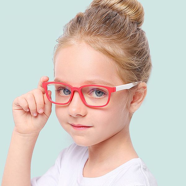 

kids anti-blue light optical glasses plain mirror goggles eyewear frame bendable silicone flexible safe eyeglasses, White;black