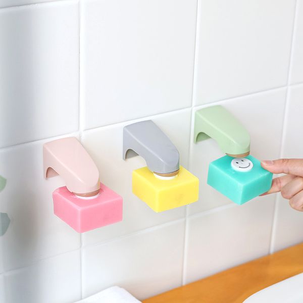 

Portable 5 Colors Wall Mounted Sticking Soap Dishes Storage Rack Bathroom Accessories Magnetic Soap Holder, White