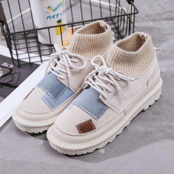 

autumn and winter new women's boots korean casual students women's shoes trend thick bottom plus velvet warm martin boots women, Black