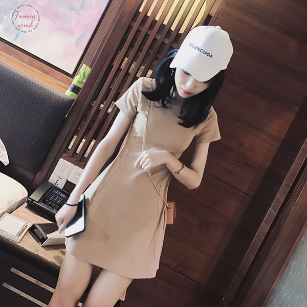 

2020 весна лето новый женщин с коротким рукавом алине платье твердые симпатичные kawaii дамы тонкий вечернее партии vestidos mx17b1217, Black;gray