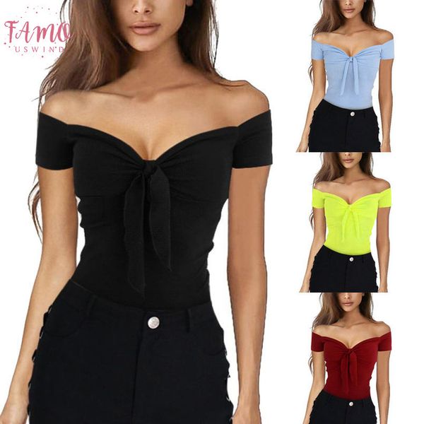 

summer new fashion women short sleeve slim off shoulder shirts short causal blouses wholesale z4, White