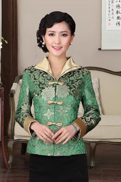 

китайского традиционного пальто женского атласной green jacket размер -3xl, Red