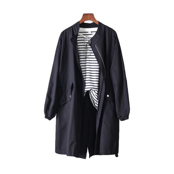

la maxza solid casual loose women trench coats and jackets harajuku safari style designer windbreaker korean fall overcoat, Tan;black