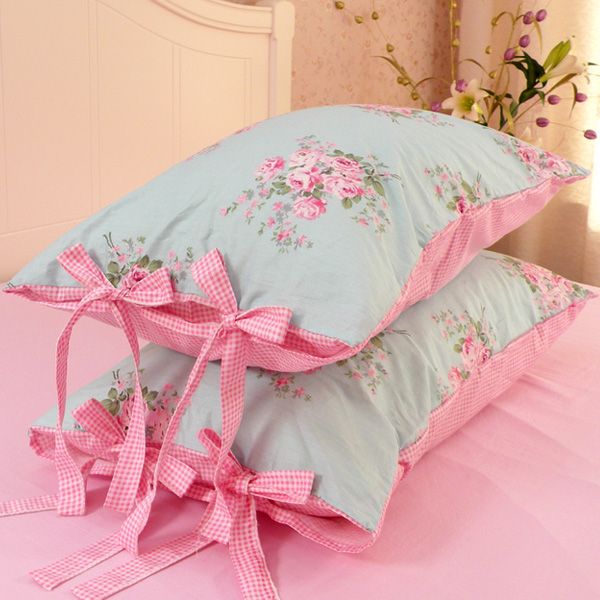 

hakoona bow-knot bed pillow pillowcase a pair 48x74cm cotton fabric queen bed pillow cover for adults case