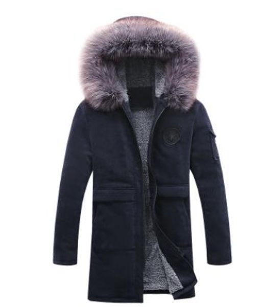 

mens casual designer down parkas winter autumn fashion hooded fur fleece down coats, Black