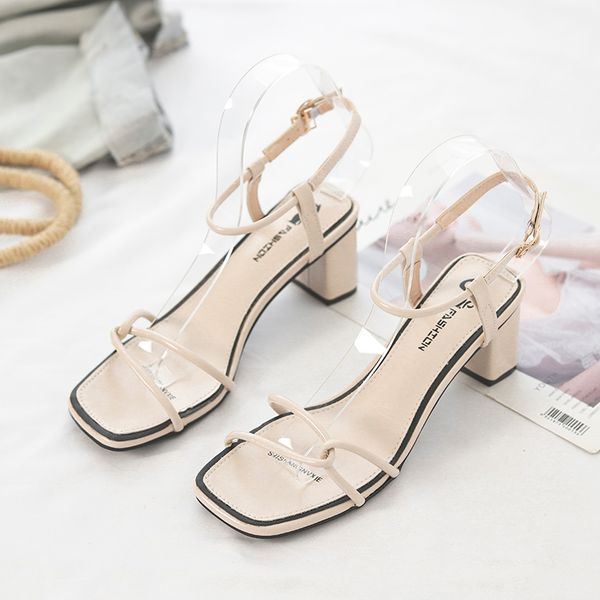 

female sandal comfort shoes for women sandals all-match 2020 summer block heels wedge buckle strap med espadrilles, Black