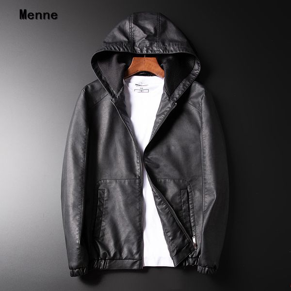 

menne 2019 new men's jacket\ winter leather/caps/cultivation, Black