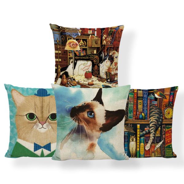 

animal cat siamese cushions flowers bird dog pillow cover kilim beach gift pillow with cover fish small polyester factory direct
