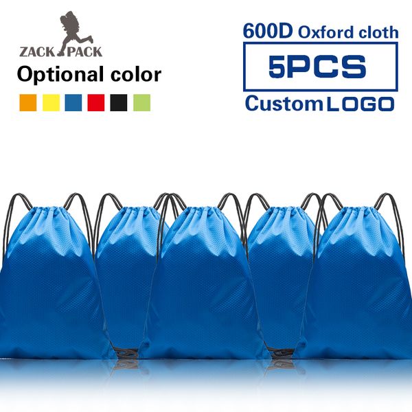 

5pcs zackpack sports custom drawstring bags waterproof oxford backpack storage pull rope 600d oxford bag wholesale