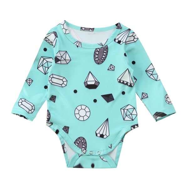 

0-24m toddler kids baby girl diamond bodysuit long sleeve jumpsuit clothes outfits