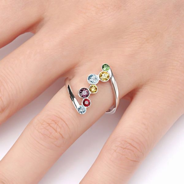 

colorful crystal vintage rings jewellery accessories for women anniversary gift anti allergies, Slivery;golden