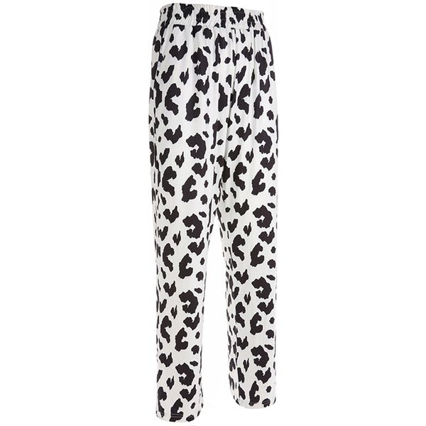 

new women spring straight loose fashion trousers ladies casual elastic high waist milk cow print pants pantalon femme pants, Black;white