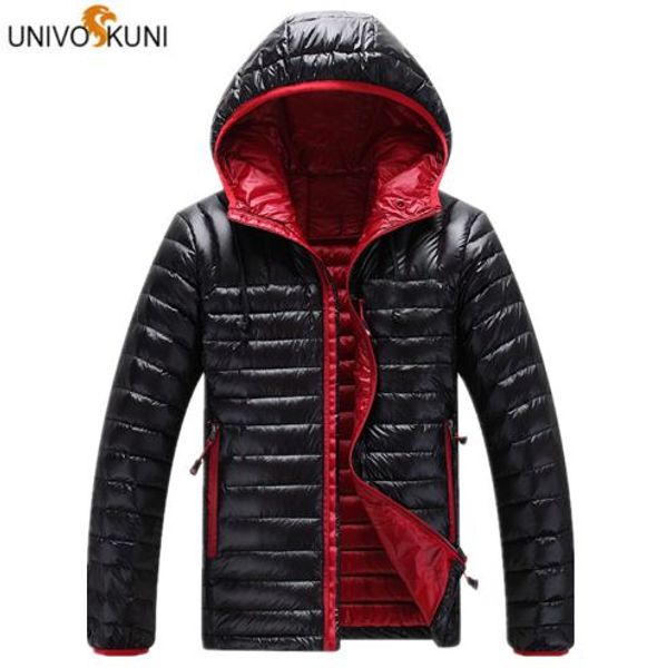 UNIVOS KUNI Casual Ultraleicht Männer Weiße Ente Unten Jacke Herbst Winter Männer Schlank Mit Kapuze Kopfhörer Unten Jacke Mantel O173