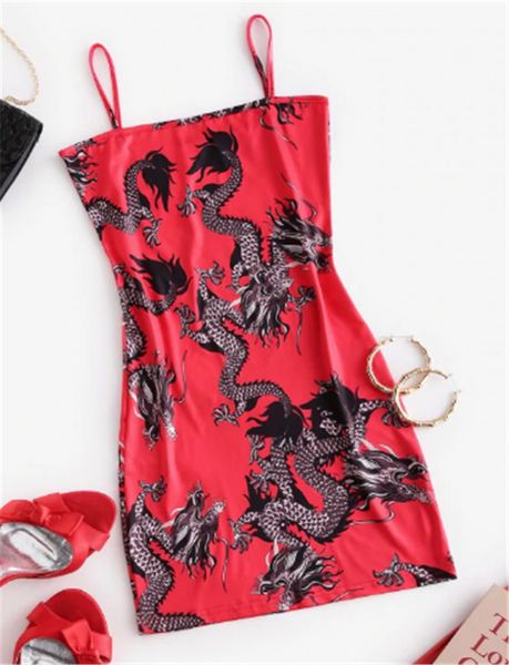

vestidos женщина дама bodycon рукава вечер party club sexy dragon печать восточных ки мини платье, Black;gray